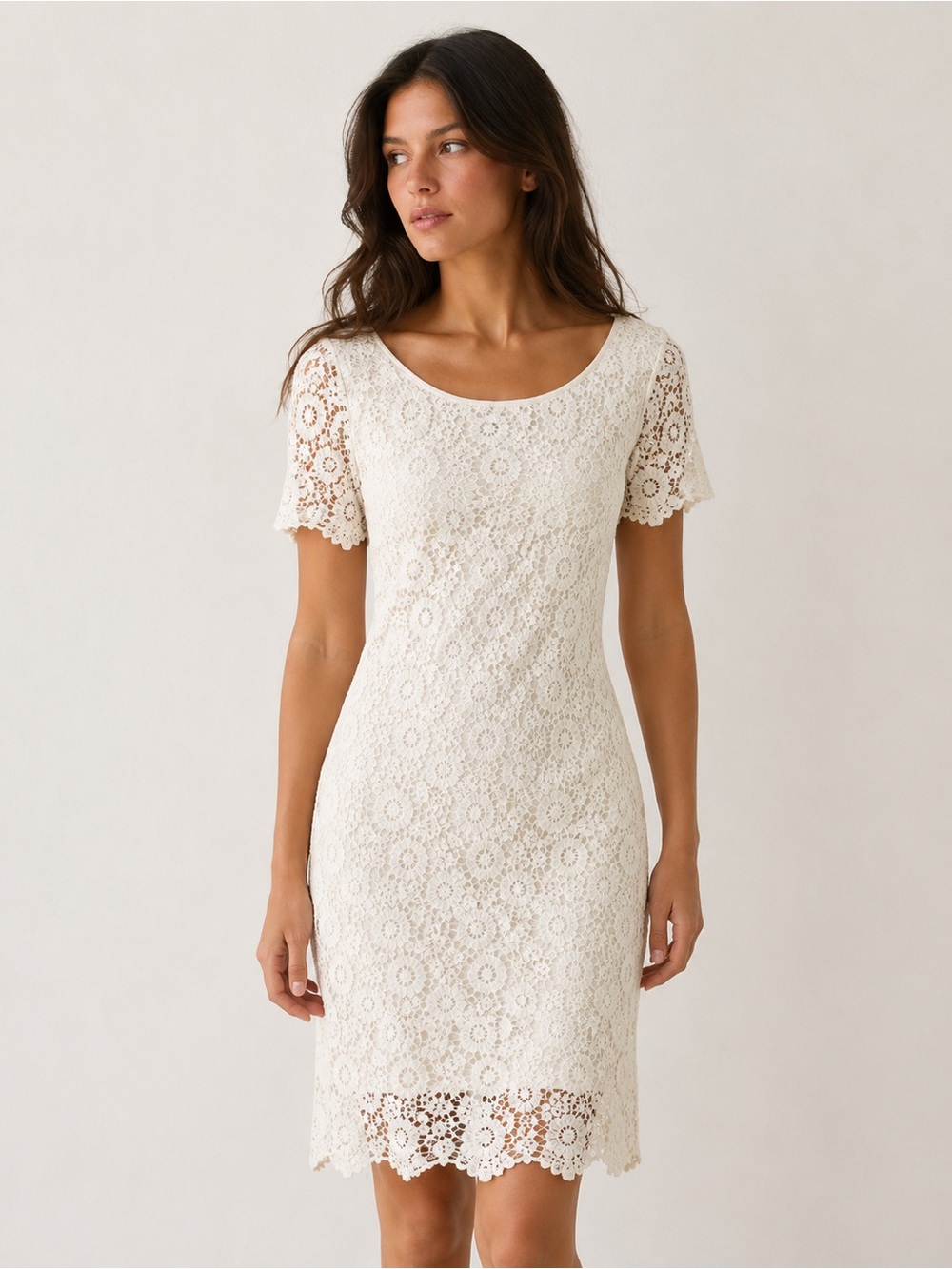 Moulinette Soeurs White and Cream Lace Dress